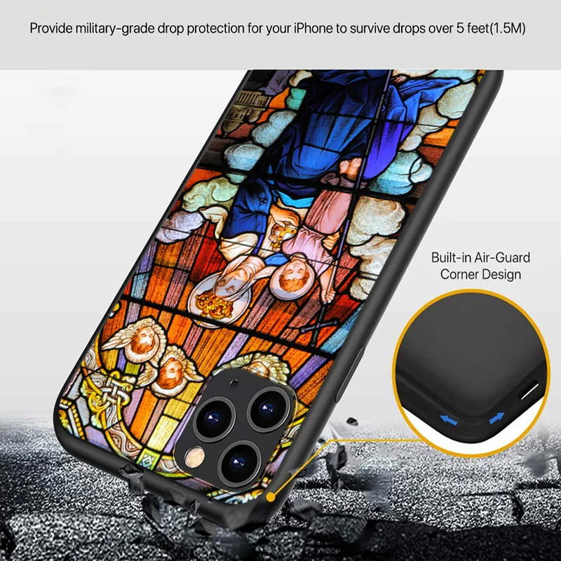 Virgin Mary Christian For Apple iPhone 15 14 13 12 11 Pro Max Mini XS X XR 7 8 6 Plus 5S Silicone Black Phone Case