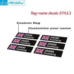 Pegatinas personalizadas para cuadro de bicicleta de carretera, calcomanías con nombre y bandera nacional, estilo 5