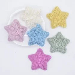 12Pcs Soft Curled Plush Padded Patches Star Appliques for Crafts Clothes Sewing Supplies DIY Headwear Hair Clips Accessories N06