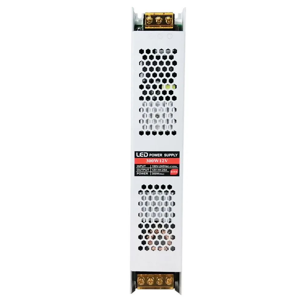 超薄型LEDスイッチング電源,特殊アルミニウム合金ハウジング,超熱放散,AC 220v,DC 12v,300w
