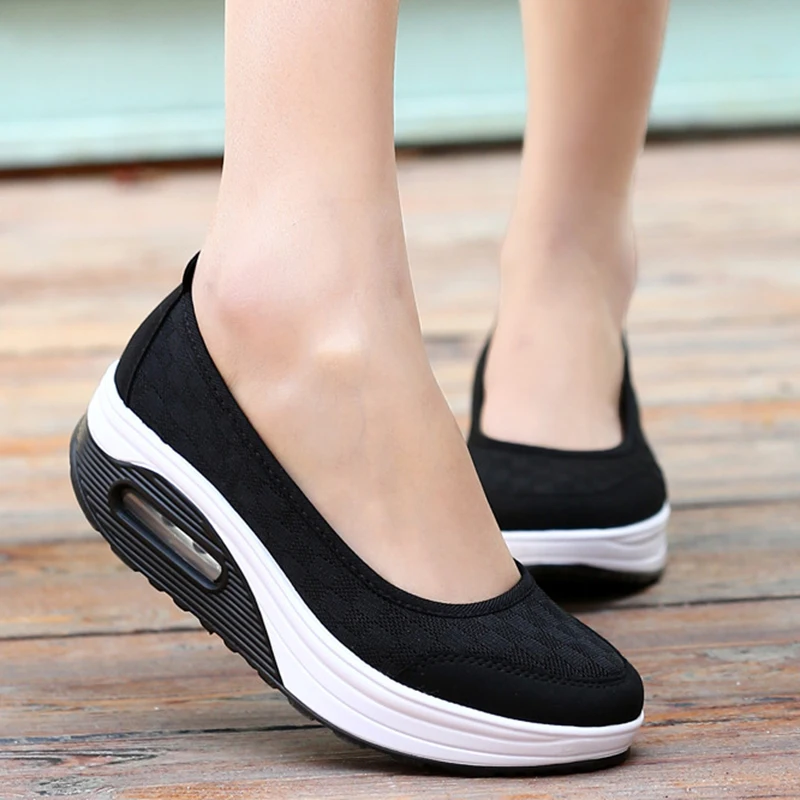 Women Shoes Comfortable Heels Vulcanized Shoes For Platform Shoes Casual Zapatos Mujer Slip On Spring Autumn Chaussure Femme