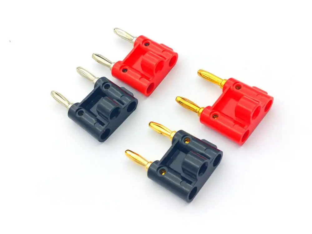 2pcs Dual 4mm Banana Plug Speaker Nickel plated/Gold-plated Connectors Screw Type red+black