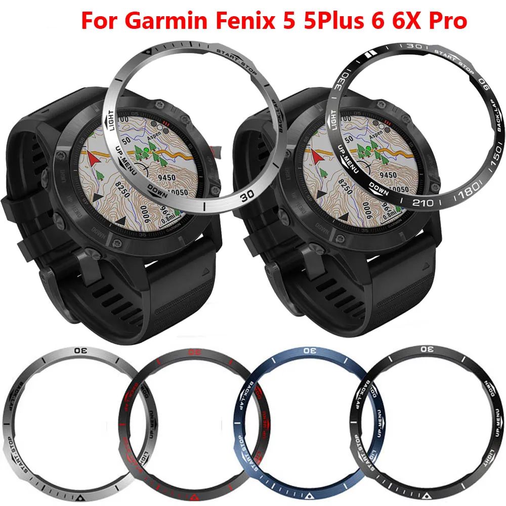 Bezel Rings Stainless Steel Sculptured Time Units Adhesive Anti-Scratch Case Cover For Garmin Fenix 5 6 6X Pro Frame Protection