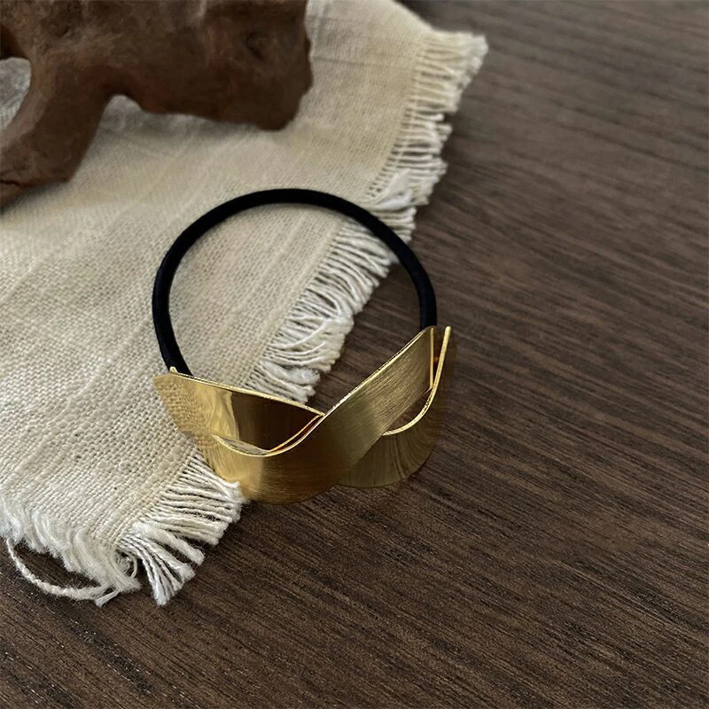 Ruoshui Women Metal Gold Hair Ties Minimalist Rubber Band Women Scrunchie Elastic Hairband Women Hair Accessories Rope Headwear