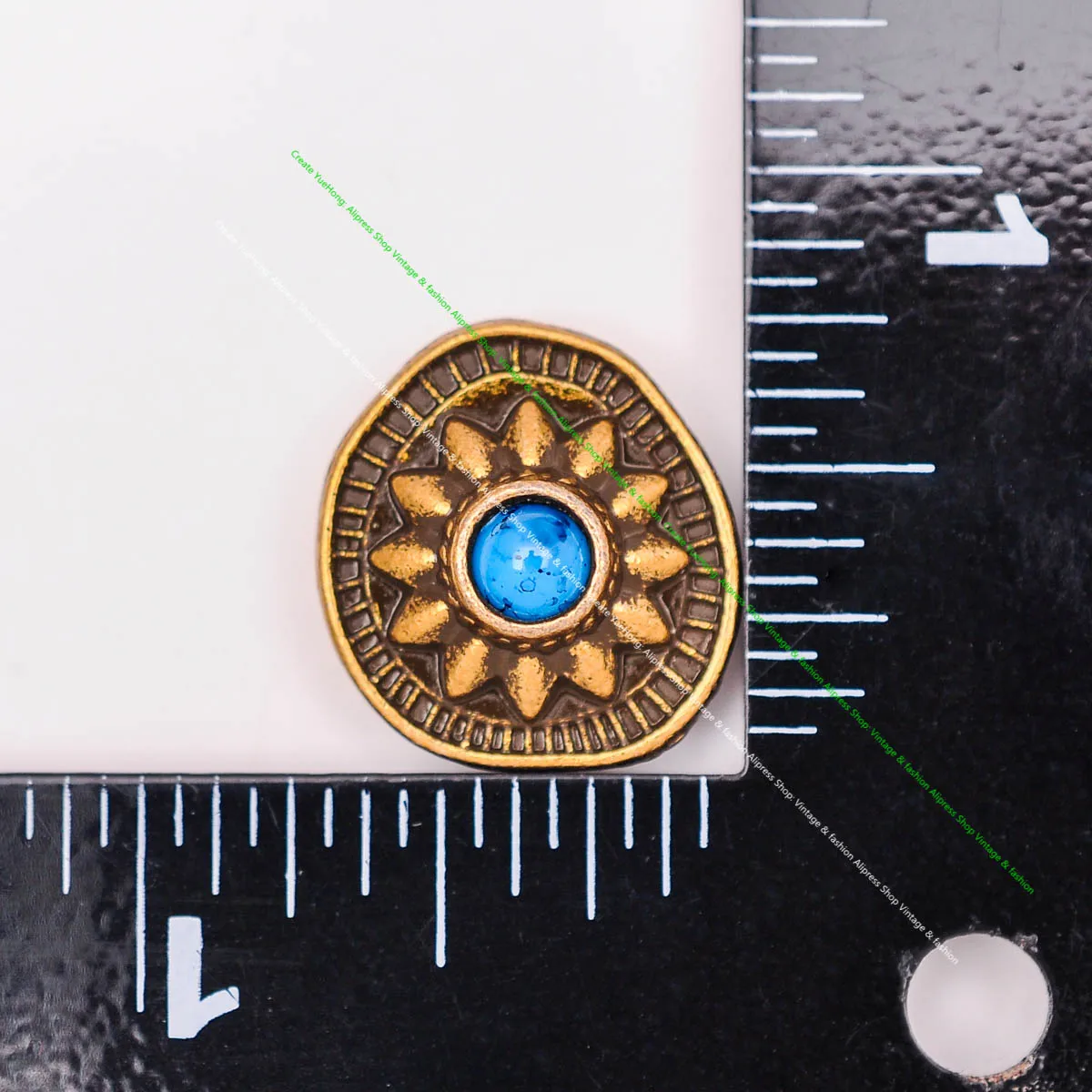 10pcs 19*18mm Vintage Messing Sonnenblume schwarz türkis Conchos Zubehör für DIY Leder Handwerk Gürtel Ledertasche Schlüssel bund Dekor – Detail 27
