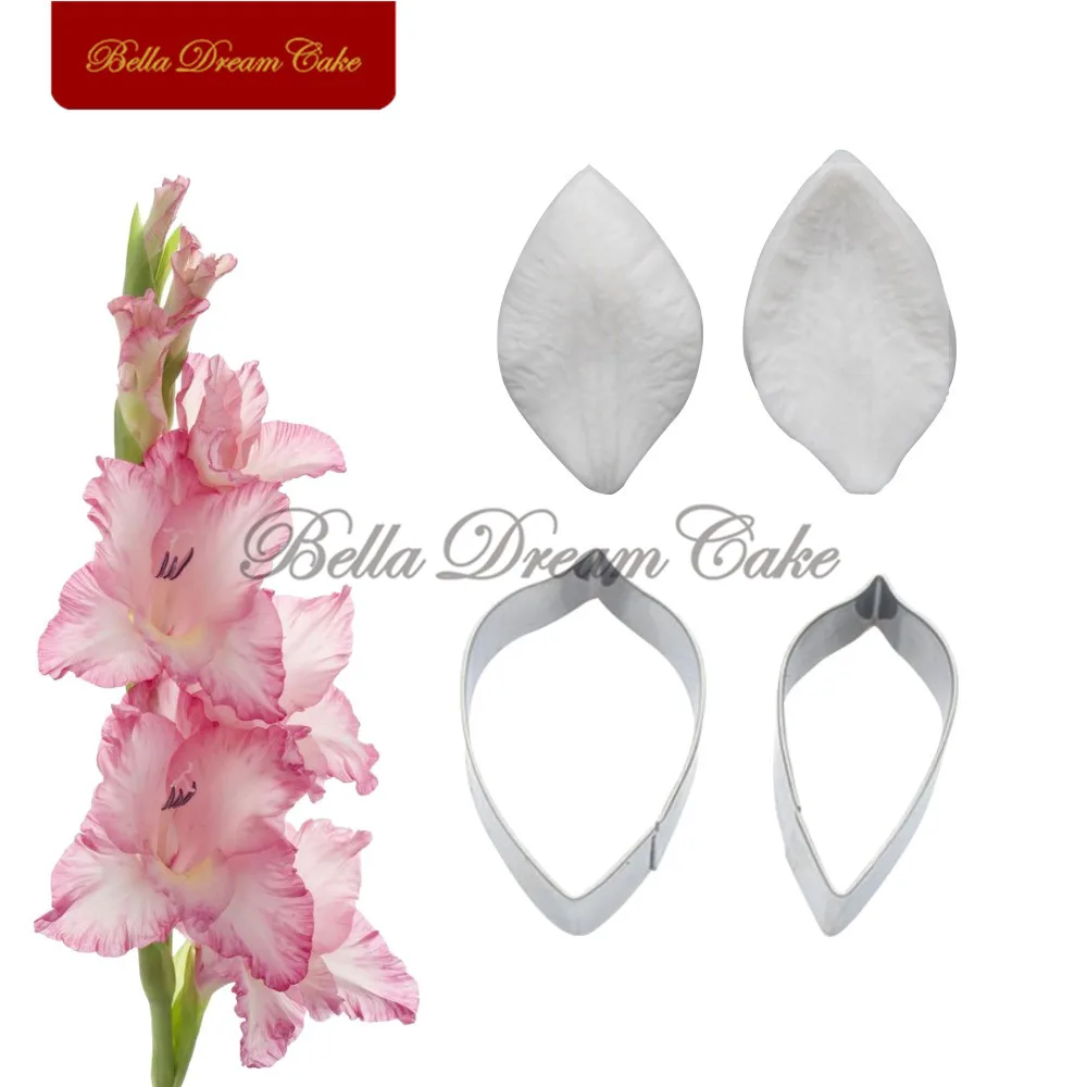 Gladiolus Flower Veiner formy silikonowe nóż ze stali nierdzewnej formy płatek ciasto kremówka narzędzie dekoracyjne DIY Handmade ciasto formy