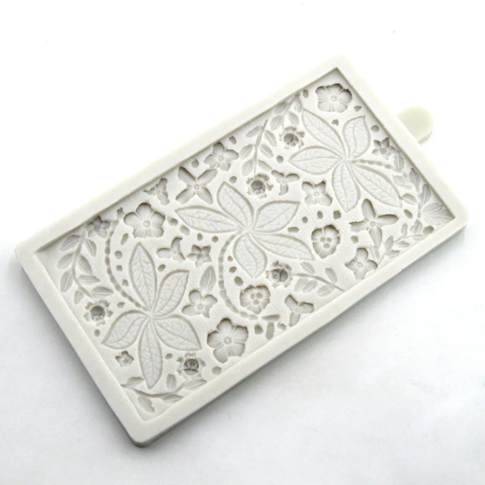 New Rose Plum Blossom Leaf Branch Fondant Silicone Cake Mold Cake Surrounding Decoration Chocolate Mould Flower Mold Cake Decor