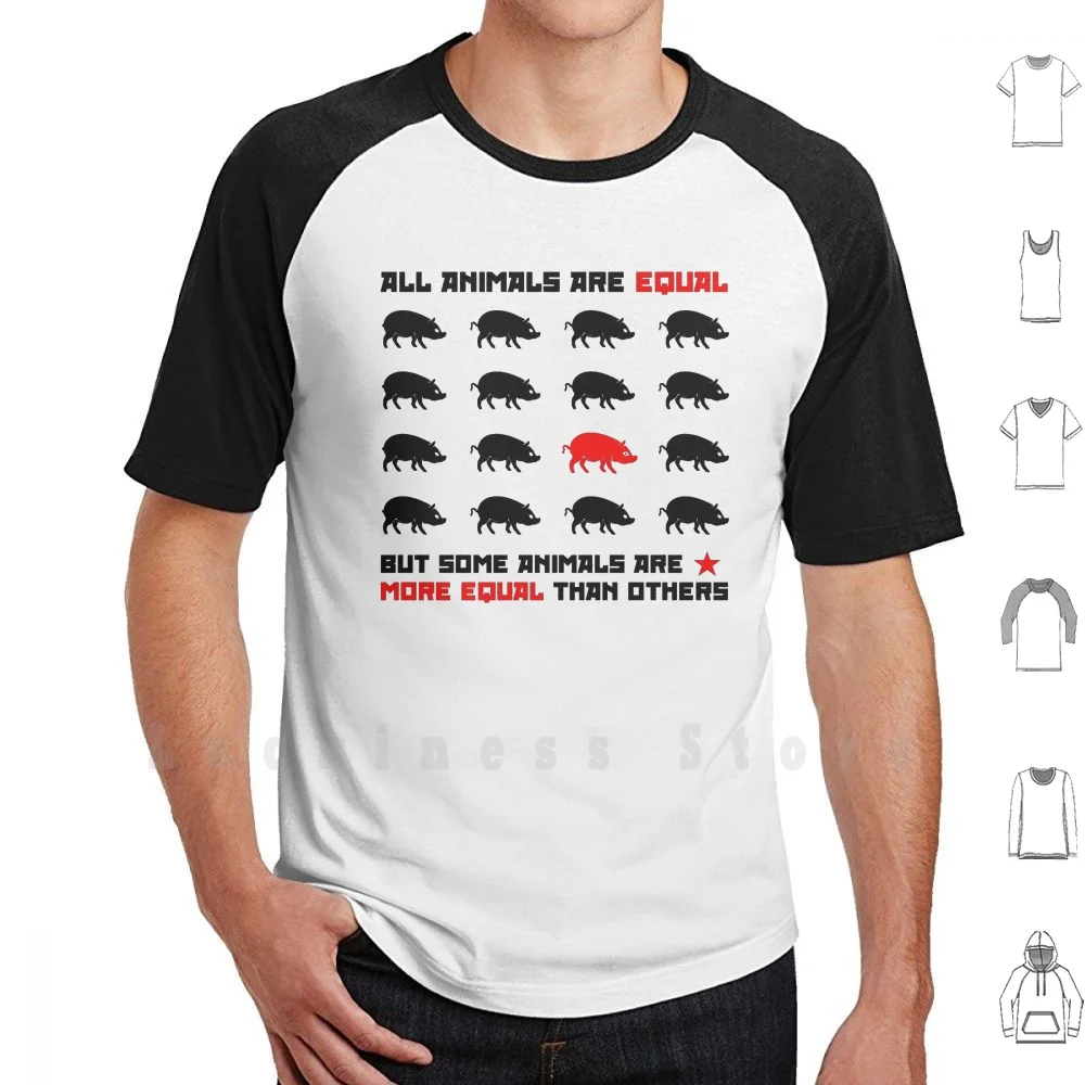 All Animals Are Equal 2 T Shirt 6xl Cotton Cool Tee Animal Farm George Orwell Russian Revolution Communism Novel Book Pig