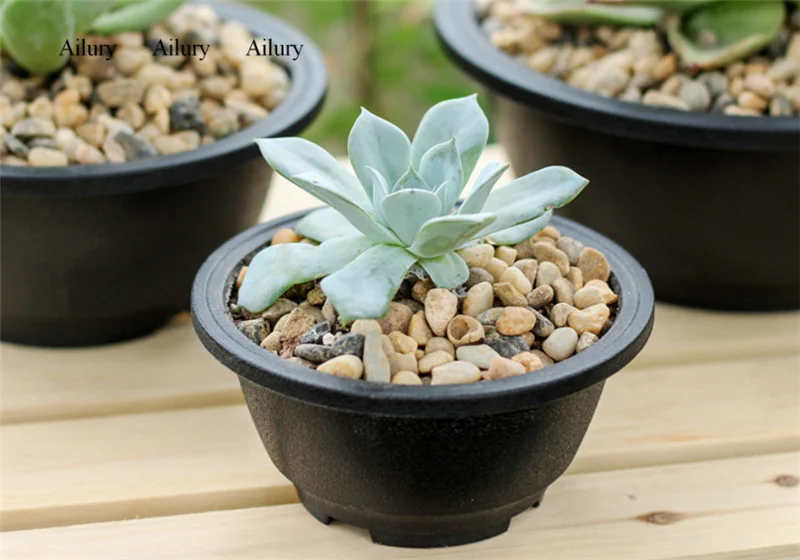 Black Plastic Succulent Round Flower Pot Chunky Old Pile Combination Flowerpot Resin Sedum Meat,Garden Supply