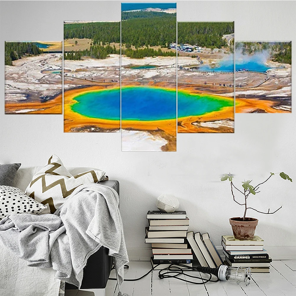 

5 Pieces Wall Art Canvas Painting Landscape Color Center Lake Poster Modular Decoration Pictures Modern Living Room Home