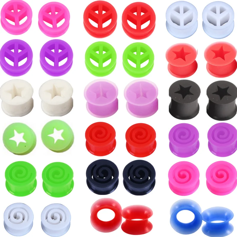 1 para silikonowe uszu wskaźniki korki i tunele gwiazda Dilataciones Oreja Piercing ucha spirale Plug Expander nosze Piercing Orelha