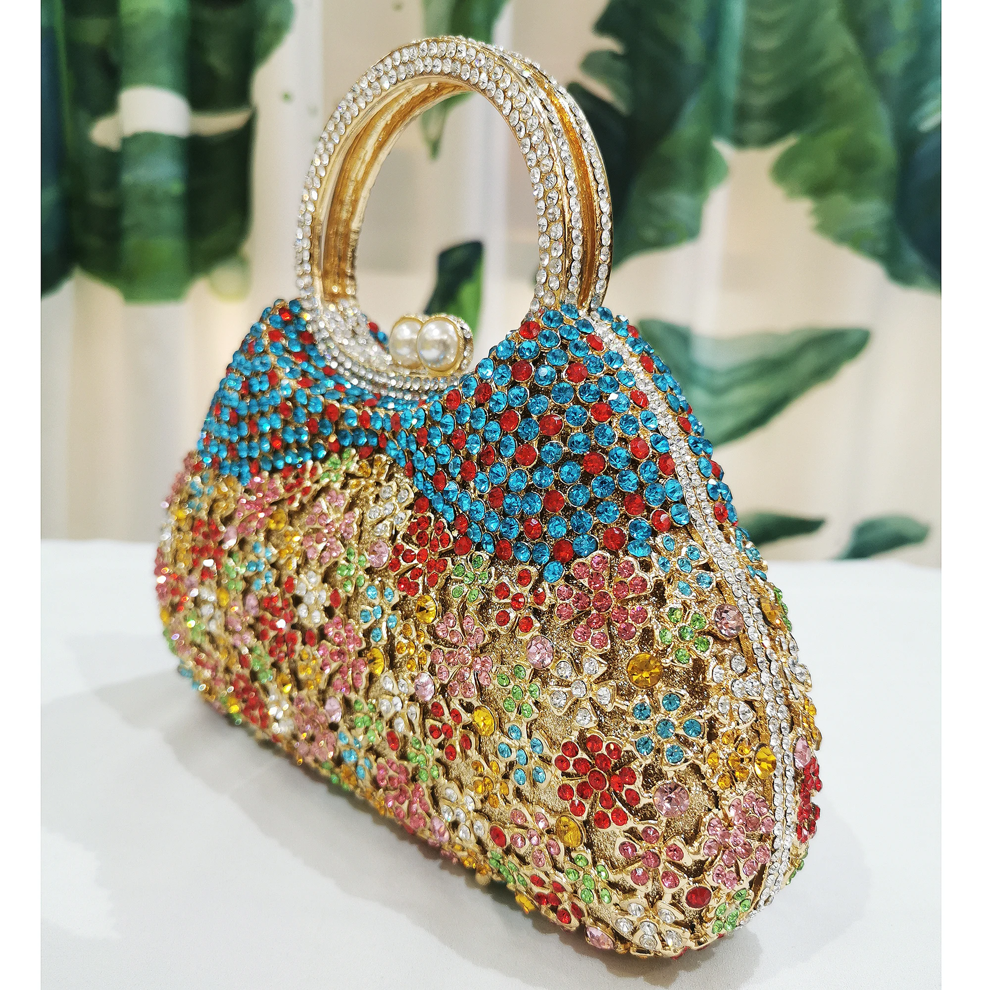 الماس مساء مقبض علوي حجر الراين حقائب اليد WHTUOHENG كريستال المرأة حقائب يد حجر المحافظ الحفلات مصمم أزرق/أحمر/أبيض