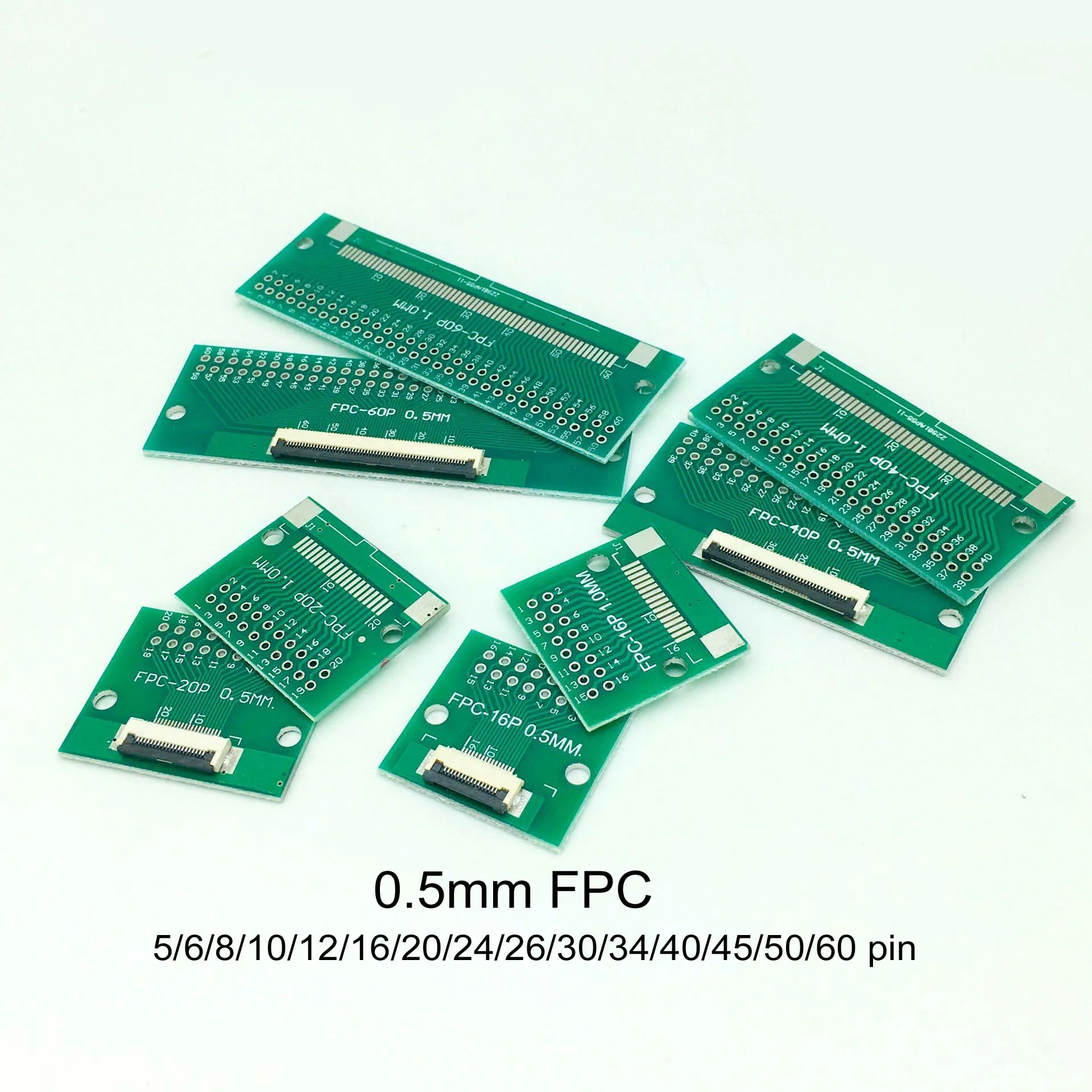 

4/5/6/8/10/12/16/20/24/26/30/34/40/45/50/60 0.5mm FFC FPC adapter 2.54mm Flat cable Socket converter breakout board for TFT LCD