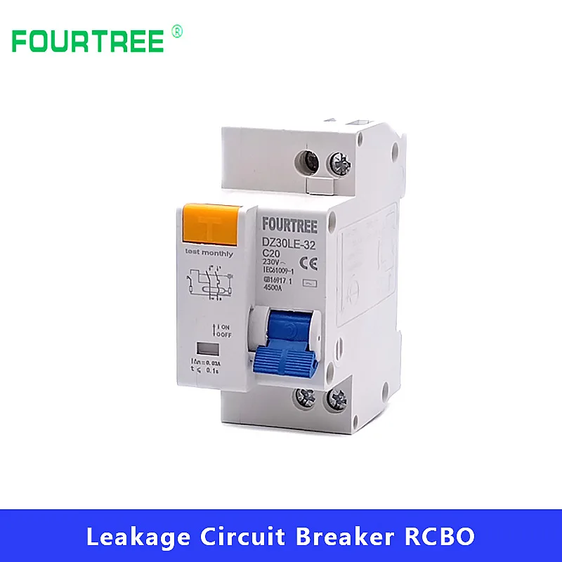 DPNL DZ30L 230V 1P+N Residual Current Circuit Breaker With Over And Short  Leakage Protection RCBO MCB  Lead Rail Laser Printing