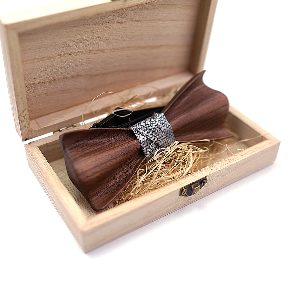 ZDJM New Design 3D Wedding Dinne Handmade Wooden Butterfly Wood Tie Men Bow Tie Corbatas Para Hombre Gravata Brooch Box Set