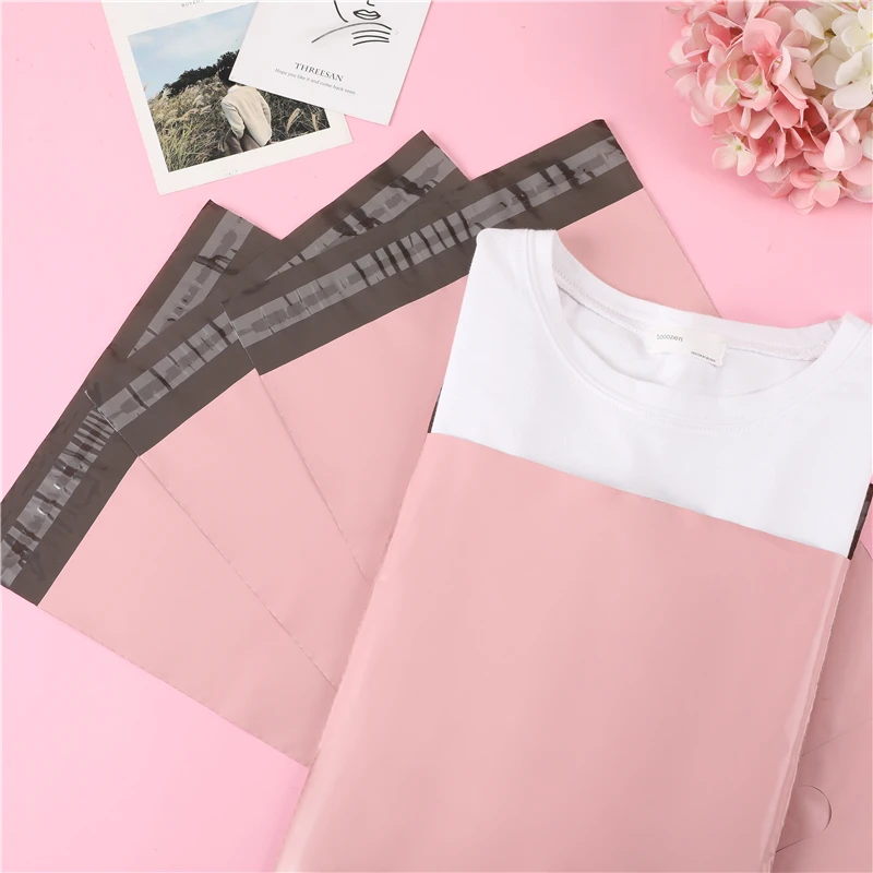 50Pcs Pink Poly Mailer Shipping Bags Waterproof Mailing Envelopes Self Seal Post Transport Bags Thicken Courier Bag 16 Sizes