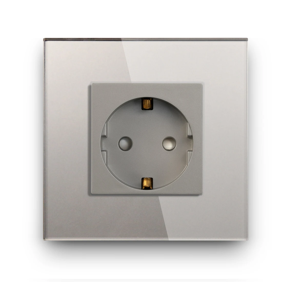 BSEED EU-Standard-Einzelwandsteckdose, doppelte Netzstecker mit weißer schwarzer Kristallglasscheibe, Dreifachsteckdosen, 16 A, 110 V-250 V
