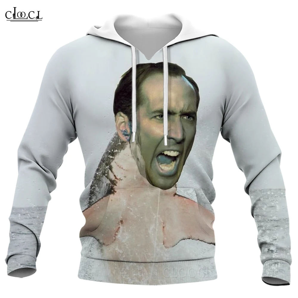 CLOOCL Christmas Funny Actor Nicolas Cage Stare At You Hoodie Men Women 3D All Over Printed Autumn Unisex Hooded Pullover