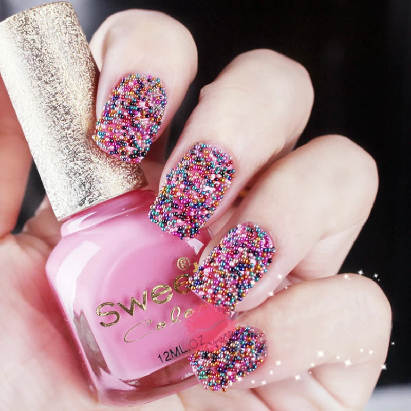 New Import 12 Colors Microbeads Wheel Nail 3D Magic Candy Color Design DIY Caviar Nail Art Decorations Accessories