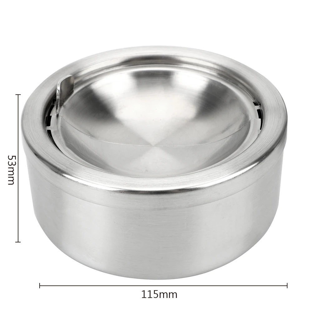 Stainless Steel Lidded Ashtray Smoking Accessories Round Stainless Steel Cigarette Ash Storage Case