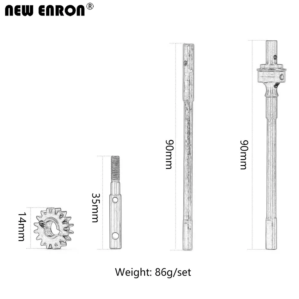 NEW ENRON 1Set Steel Front&Rear Internal CVD Drive Shaft and Gear for 1/10 RC Crawler Car Axial SCX10 II 90046 90047 Portal Axle
