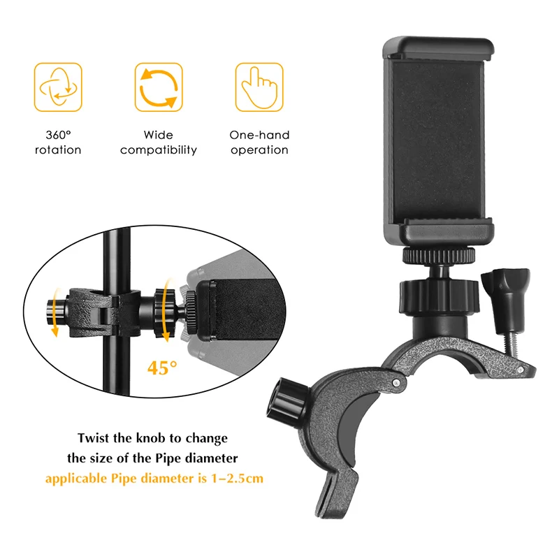 

SH Side Moblie Phone Clip Universal Bracket Holder Mount Tripod Monopod Stand For Smartphone Ring Light Youtube Camera Video