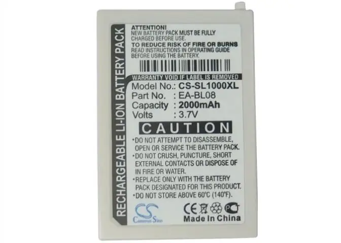 cameron sino 2000mah battery for SHARP Zaurus SL-C1000 SL-C3000 SL-C3100 EA-BL08 	PDA, Pocket PC Battery