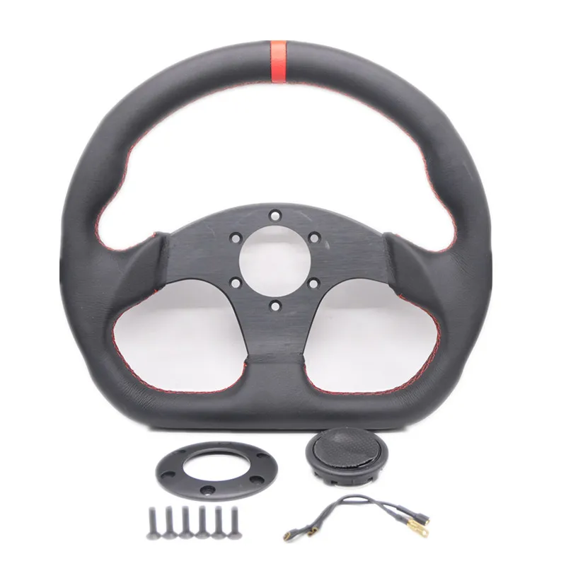 

13inch 330mm Type D Steering Wheel Leather Steering Wheel Flat Game Steering Wheel With a horn