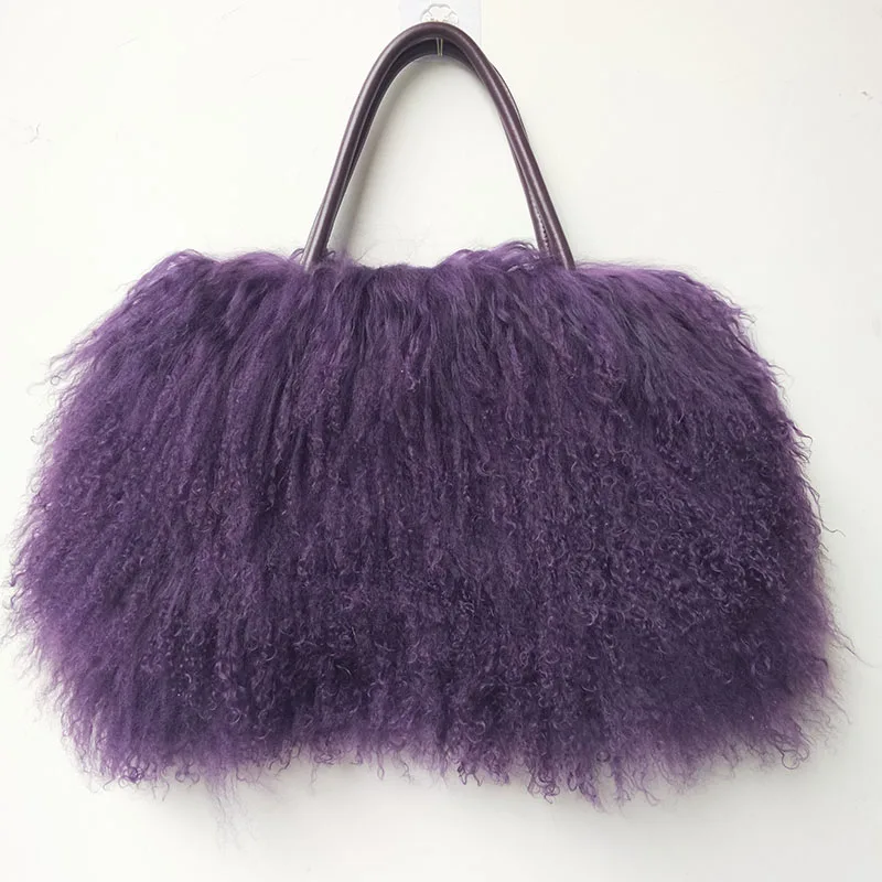 Imagem -04 - Bolsa de Pele de Cordeiro Mongol para Mulheres Tibete Casual Cabelo Longo Pele Natural Bolsa de Ombro Bolsalas Genuínas Inverno Real