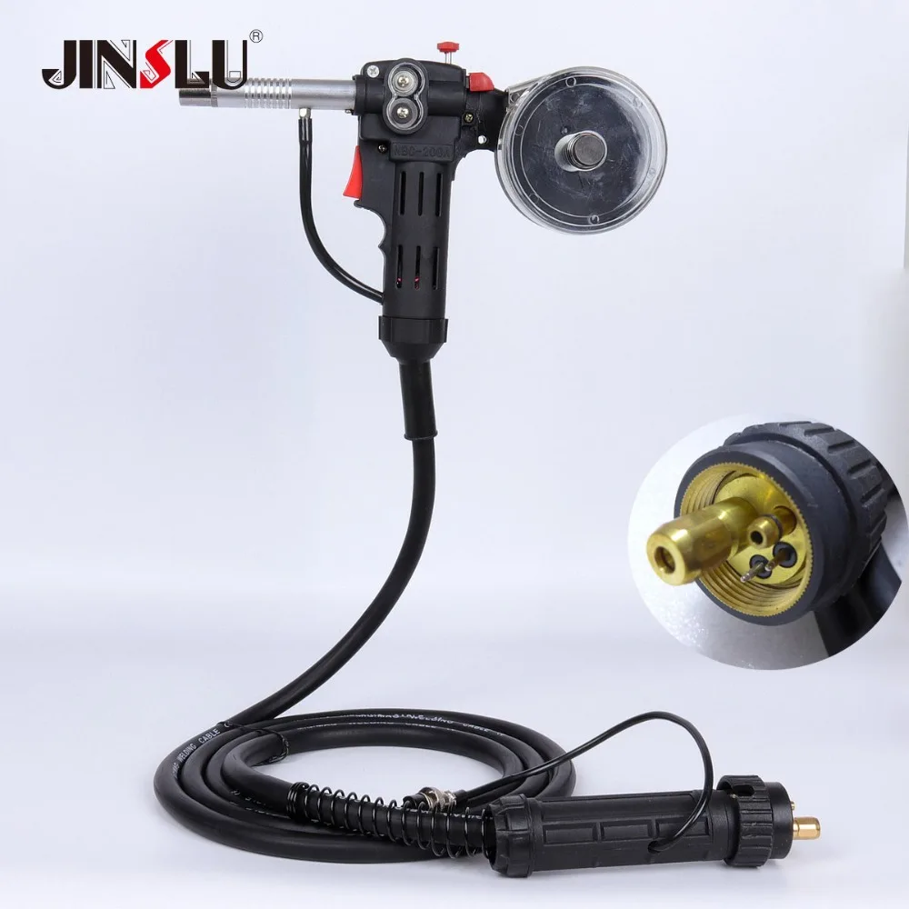 16Ft 5M Nylon Body Toothed Roller Aluminum Welder MIG MAG Welding Torch Spool Gun NBC-200 200A 24V DC Motor With Euro Connection