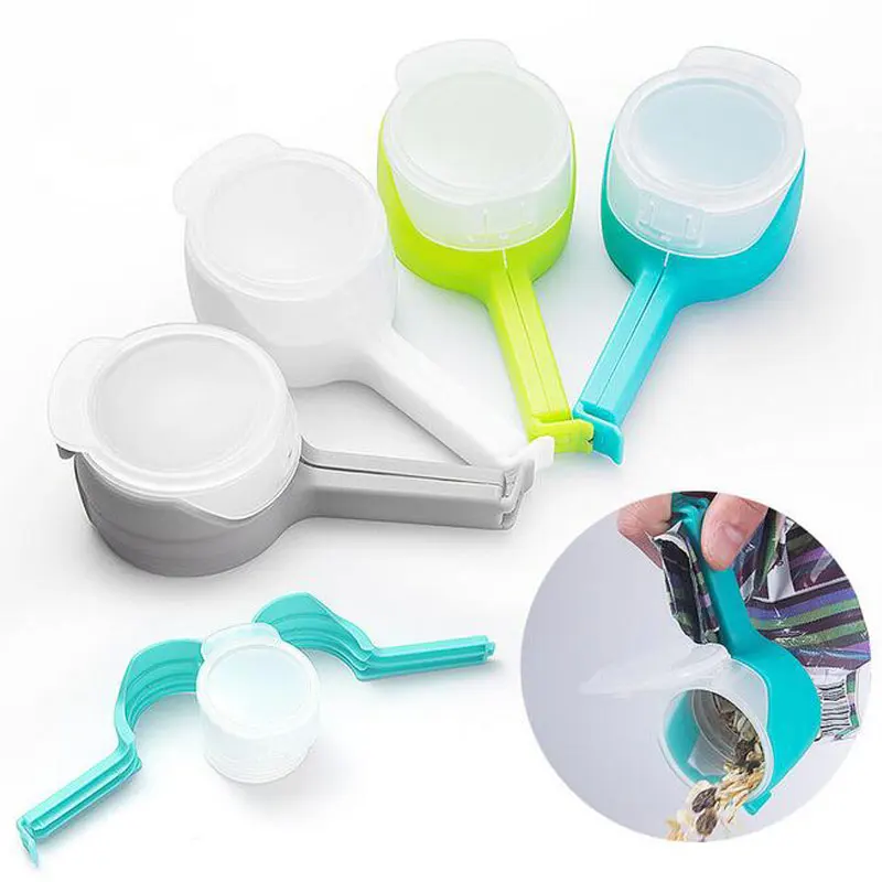 

4 Pcs Seal Pour Food Storage Bag Clip with Cap Food Grade PP Pour Spout Snack Bag Clips For Food and Snack Bag