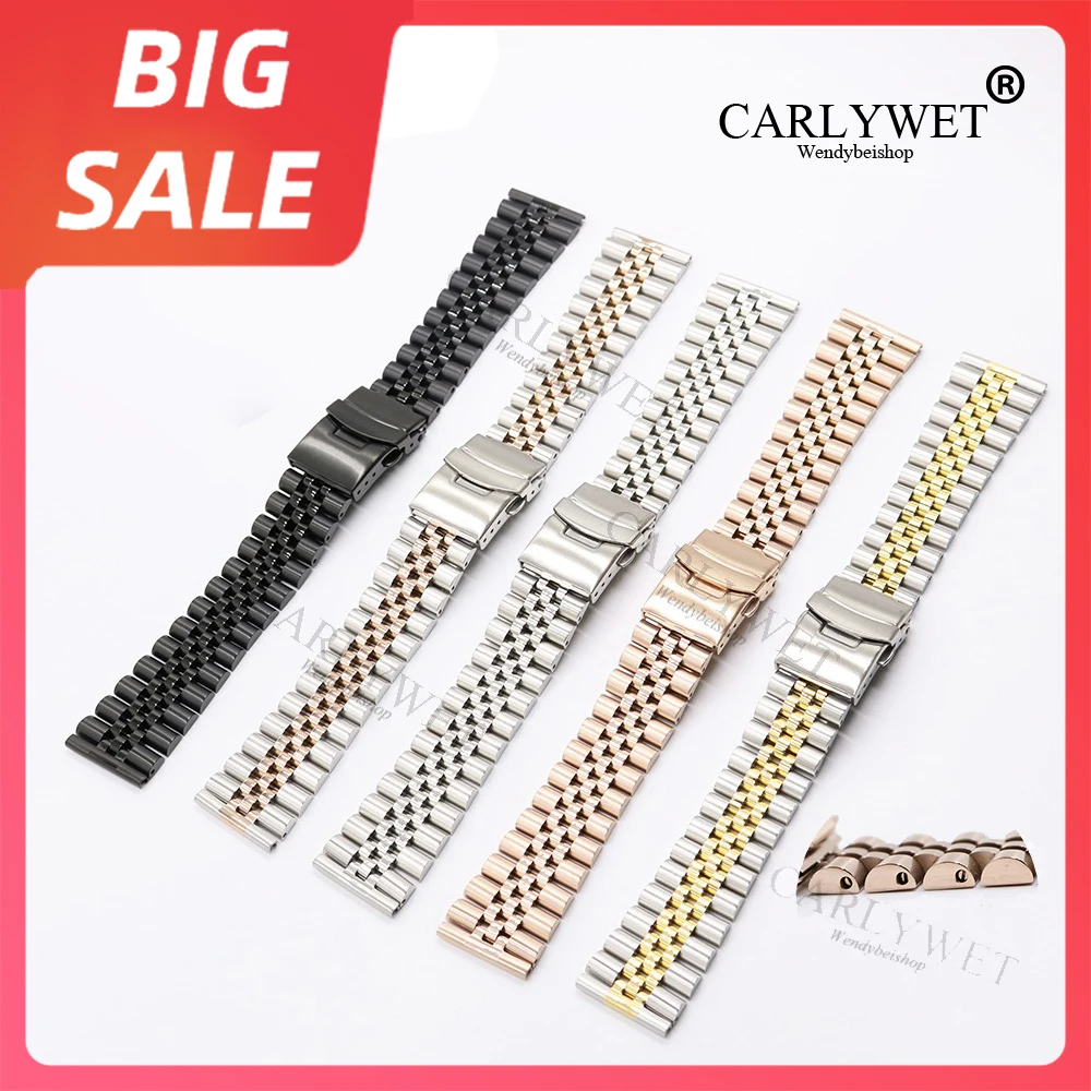 

CARLYWET 20 22mm Top Quality 316L Straight End Solid Screw Links Replacement Watch Band Strap Jubilee Bracelet For Seiko Omega