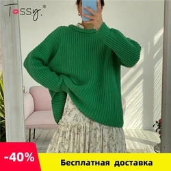 Tossy Herbst Casual Waffel Stricken Übergroßen Grün Pullover Frauen Lange Hülse Lose Verdickung Pullover Weibliche Solide Strick Tops