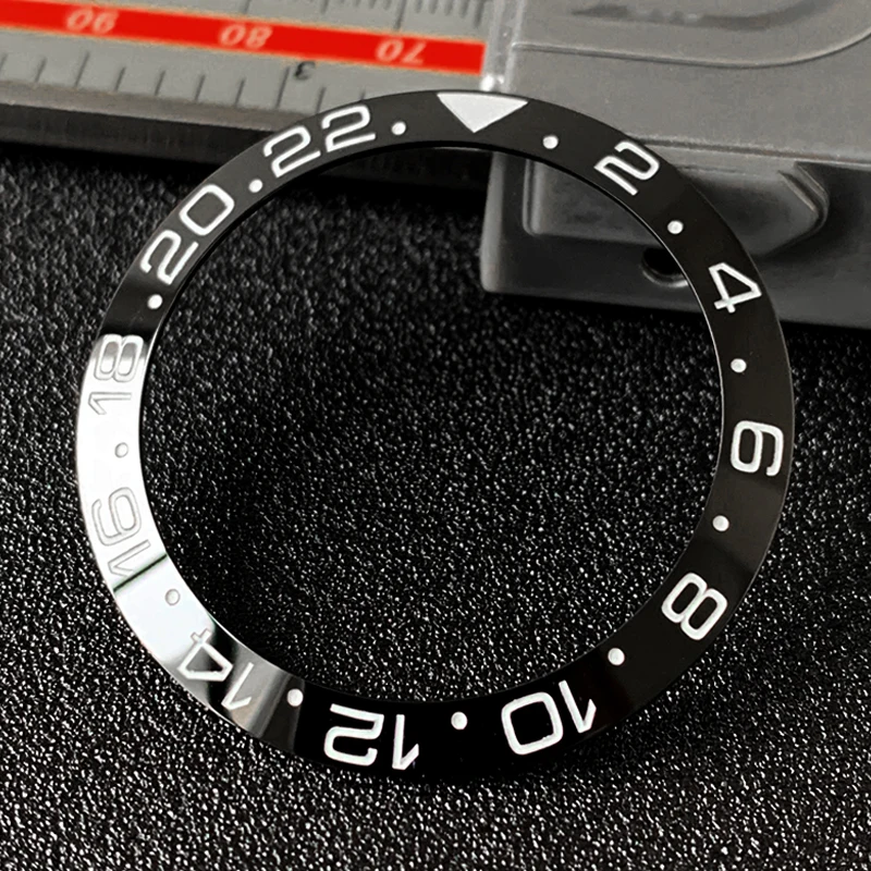 Sloped Ceramic Bezel insert GMT style  38*30.6mm For GMT-Master MOD watch parts (No Luminous)