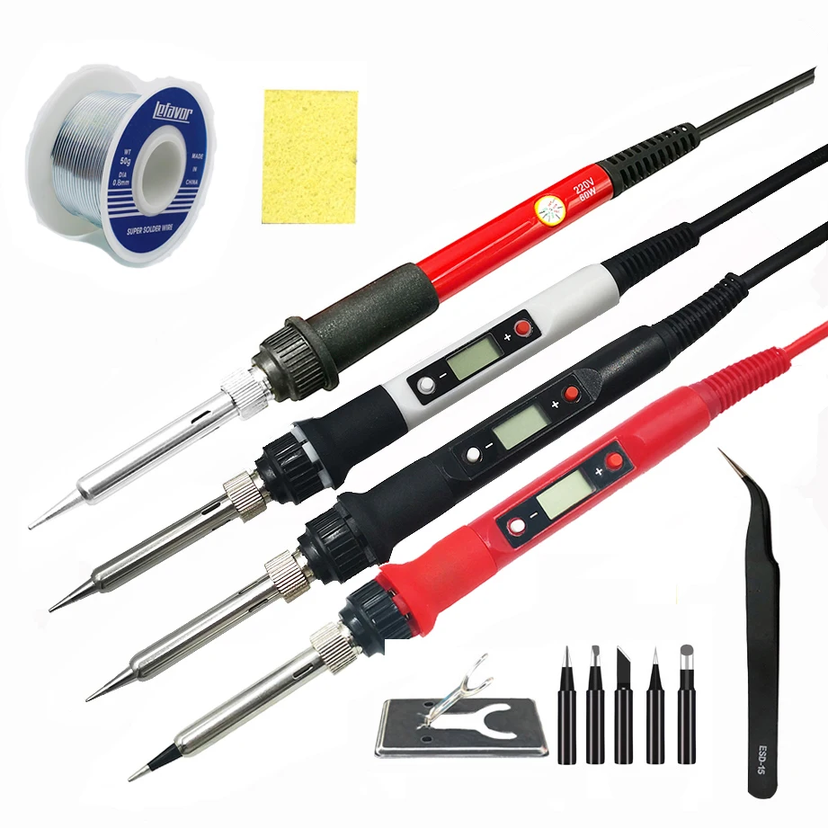 80W Electric digital soldering iron station 220V 110V temperature adjustable welding soldering tips tools accessories