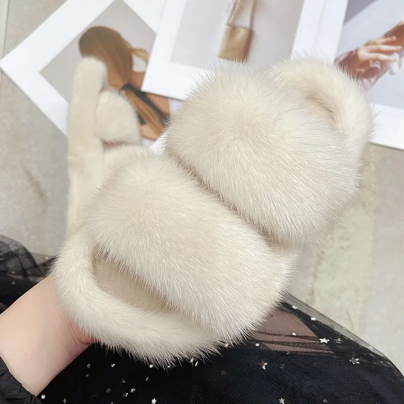 Designer Woman Flat New Slippers Real Mink Fur Slippers Women\'s Shoes Casual Comfort Non Slip Slippers Women\'s Shoes Summer