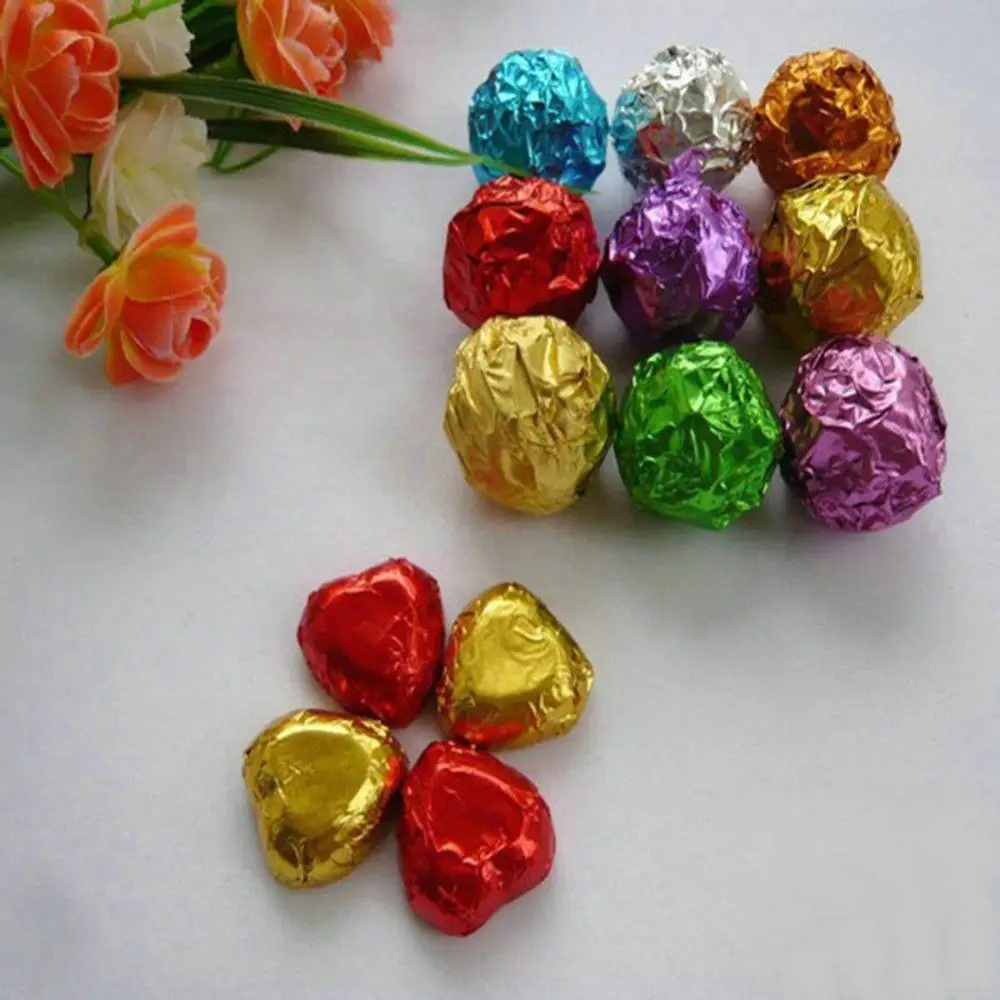 Dropshipping!!100Pcs Multi-color Aluminum Foil Candy Paper Chocolate Sweets Package Wrappers