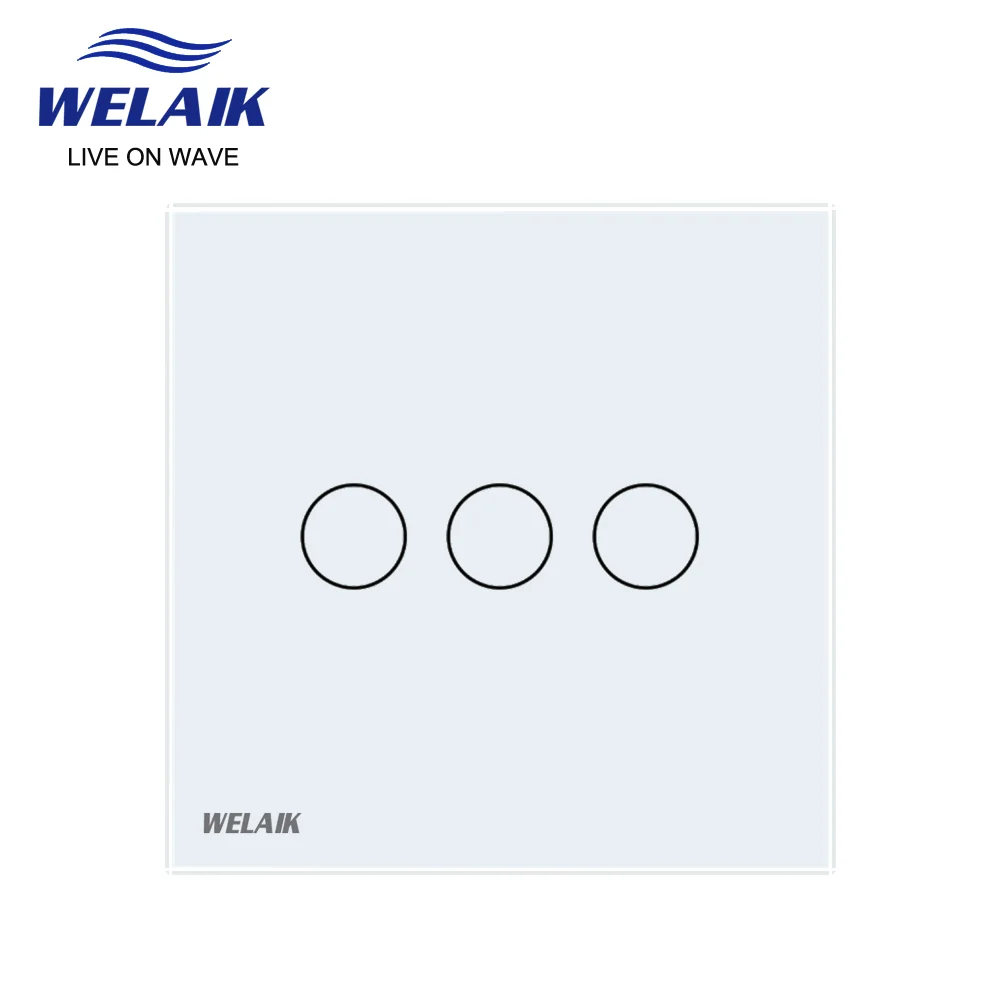 WELAIK EU 86*86mm 3gang1way Crystal Glass Panel Intelligent Light Smart White Wall Touch Switch 220V B1931CW