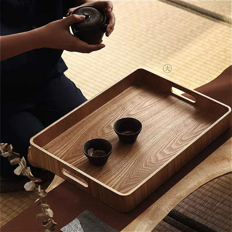 Round/oval/rectangular Serving Tray Wood Plate Tea Food Server Dishe Drink Platter Food Plate Dinner Beef Steak Fruit Snack Tray