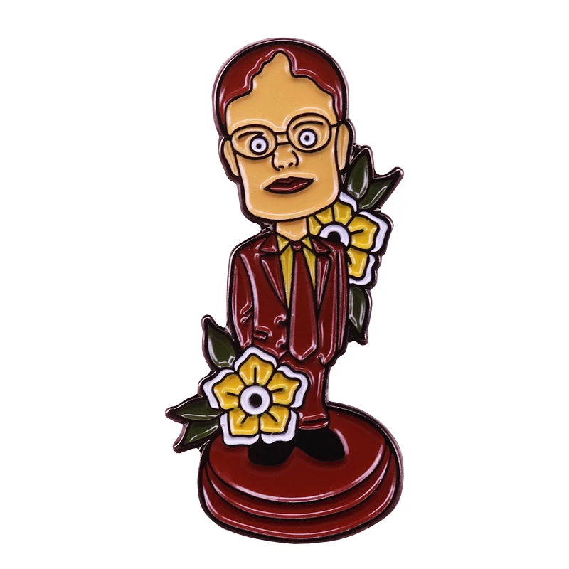 Dwight Schrute bobblehead enamel pin The Office brooch funny  badge friends gift men shirt jackets hat accessory