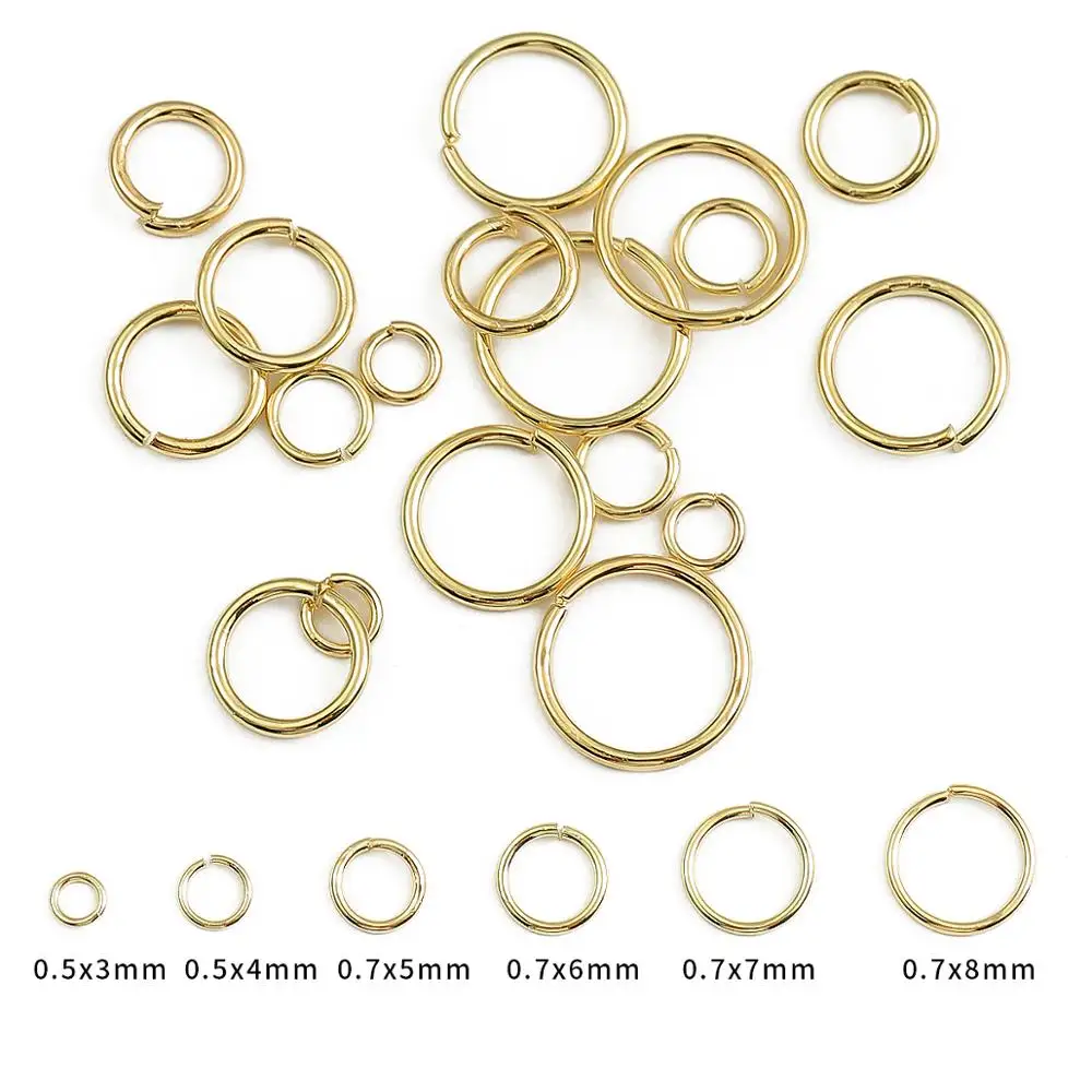 

100pcs Mixed Size 18k Gold Plated Loops Single Open Jump Rings Round Split Rings Connectors For DIY Jewelry Making Accessories