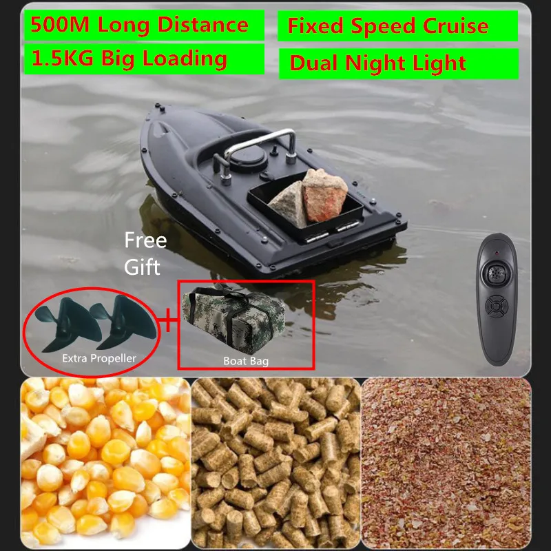 Intelligent Upgraded Double Motors Radio Remote Control Fish Finder RC Bait Boat 500M One Key Fixed Speed Cruise RC Fishing Boat