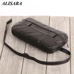 Alisara Mini Clutch Bag Men First Layer Sheepskin Leather Top End Male Fashion Zipper Long Purses Casual Phone Wallet Hand Bag