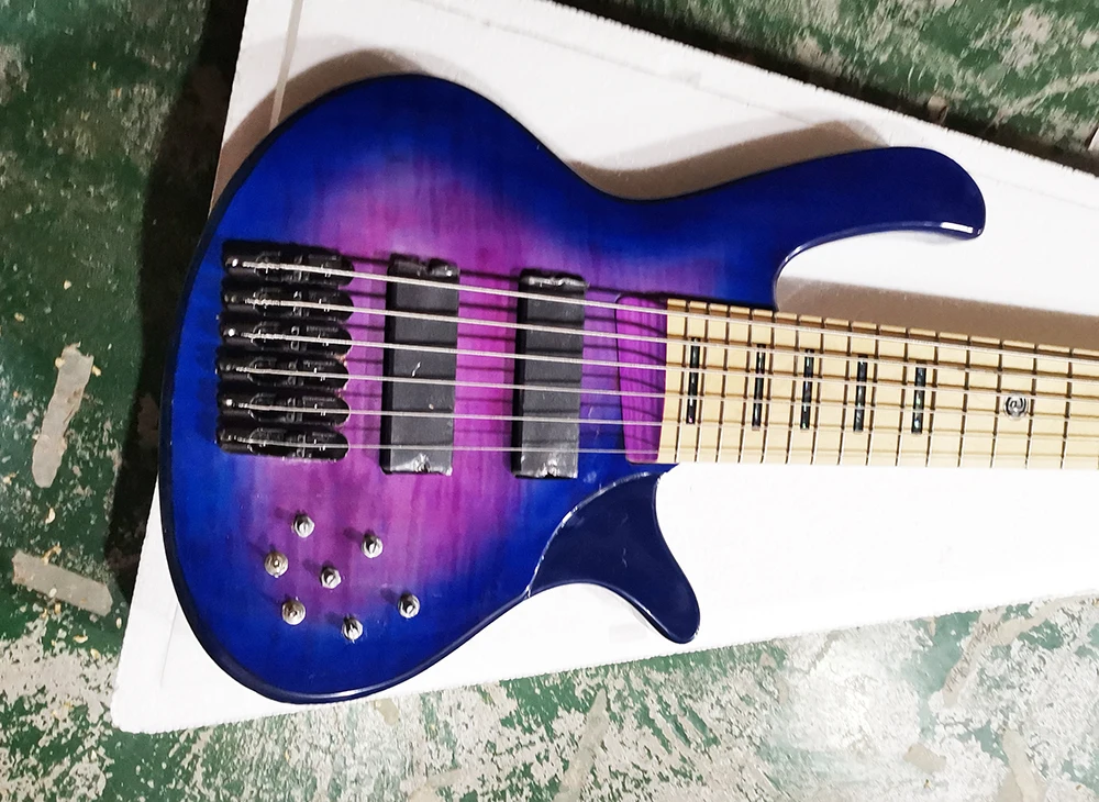 Factory-outlet 6 Strings Electric Bass Guitar with Abalone Inlay,Maple Fretboard