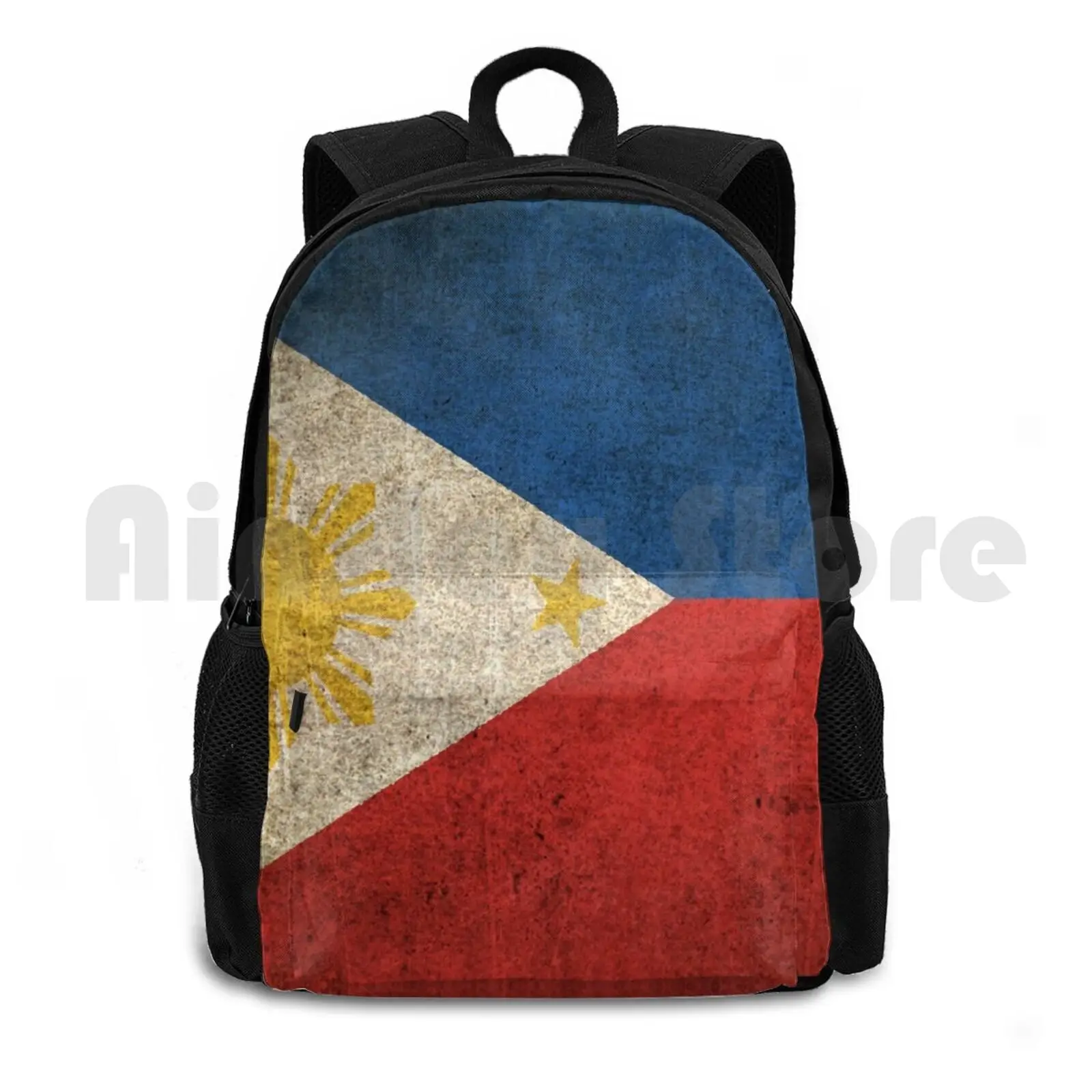 Old And Worn Distressed Vintage Flag Of The Philippines Outdoor Hiking Backpack Waterproof Camping Travel Vintage Filipino Flag