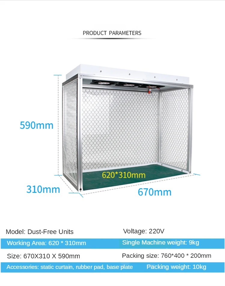 Newest Dust Free Room Desk Cleaning Anti-static Aluminum Alloy Dust Free Bench for LCD Refurbishment Phone Repair Equipment