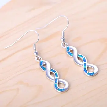 全新時尚波浪垂墜耳環,女士納比藍火歐泊吊墜耳環,新娘婚禮珠寶禮物 10 最佳銷售 藍色蛋白石 - №9