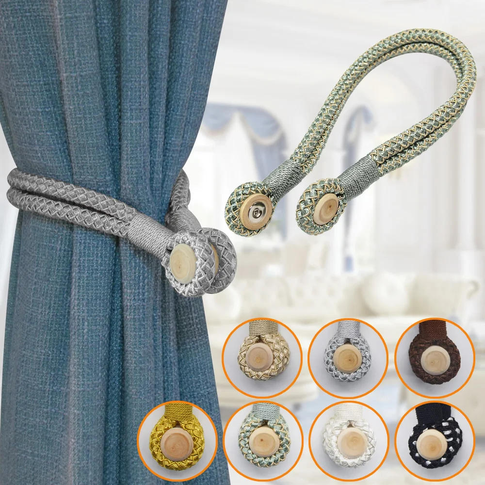 1Pc Magnetic Curtain Tieback Room Accesories Curtain Holder Buckle Bandage Hanging Ball Curtains Clips Tie Backs Rope