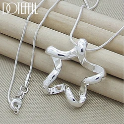 DOTEFFIL Silver Color Starfish Pendant Necklace 16-30 Inch Snake Chain For Women Fashion Wedding Engagement Jewelry