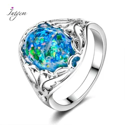 Opal Rings 925 Silver Jewelry Ring Fancy Party Anniversary Gift For Women 10x14MM Bezel Setting Stones Size 6-10 Wholesale